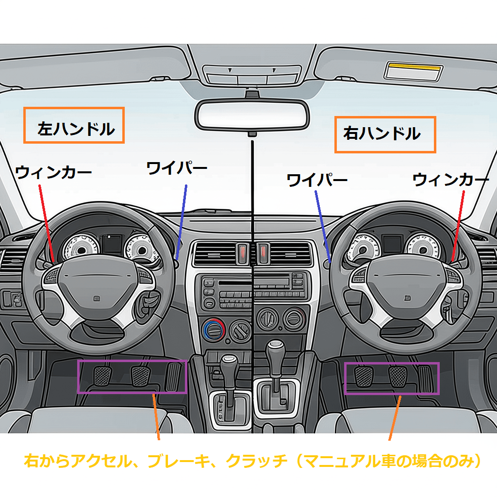 左ハンドル車と右ハンドル車の違い