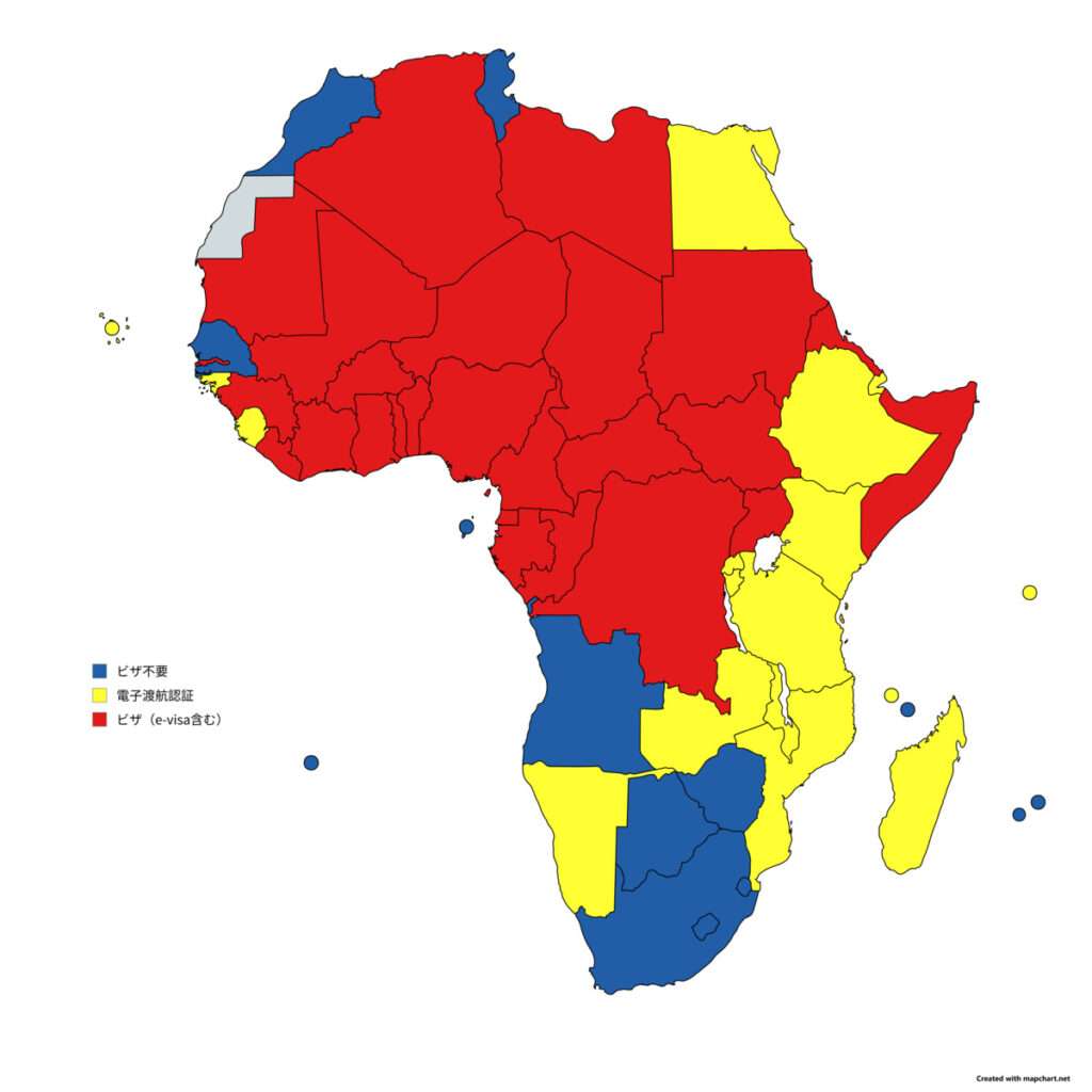 日本のパスポート(アフリカ)