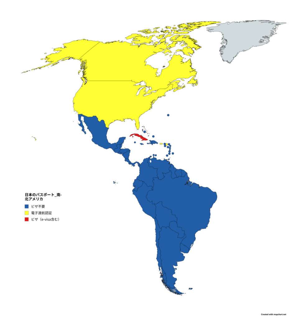 日本のパスポート(南北アメリカ)